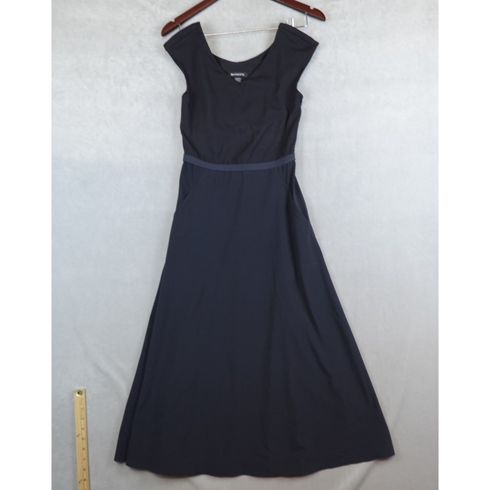 ATHLETA Ryder Dress Black Midi Length A Line Cut Out Back Casual Womens XS
